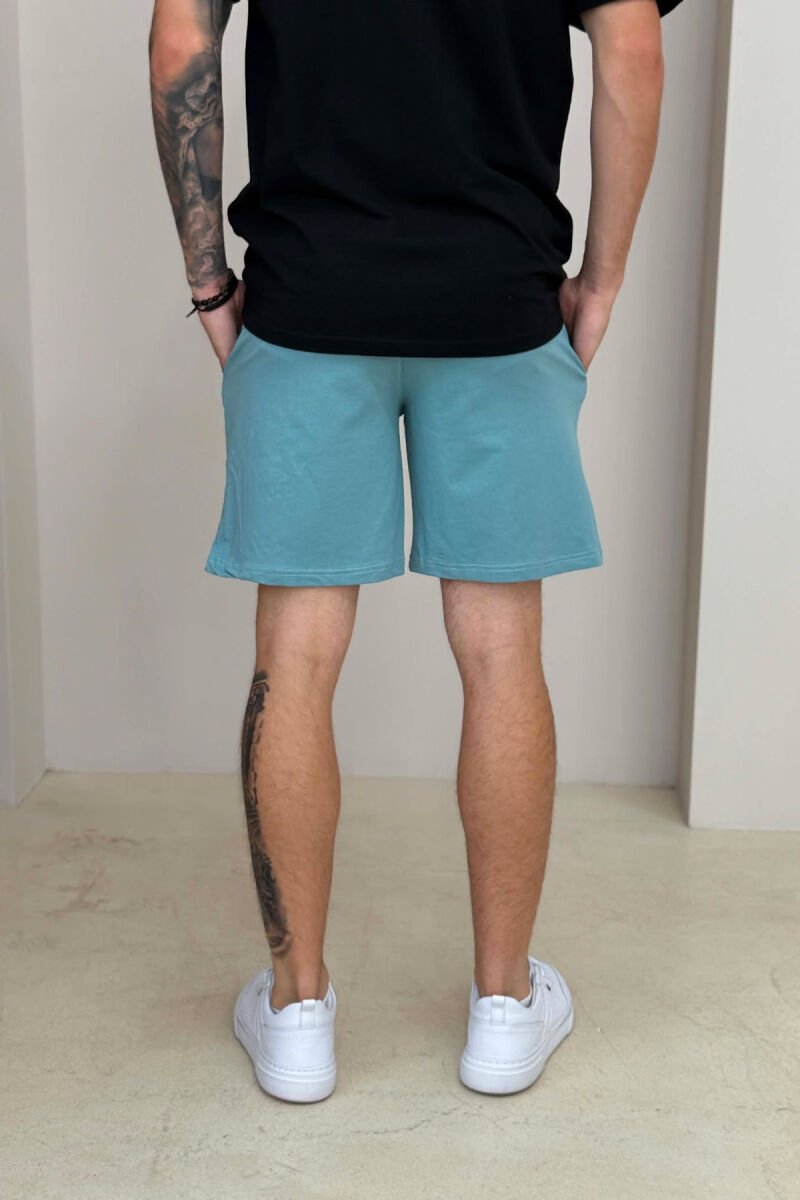 ONE COLOR FRONT WRITTINGS MEN SHORT SWEATPANTS BLUE STONE/GK - 2