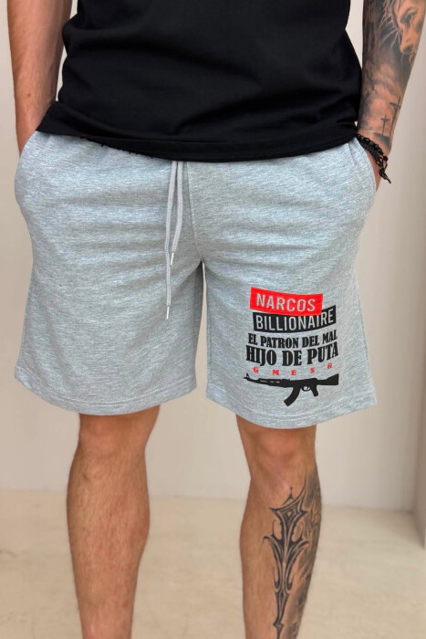 ONE COLOR FRONT WRITTINGS MEN SHORT SWEATPANTS GREY/GRI - 3