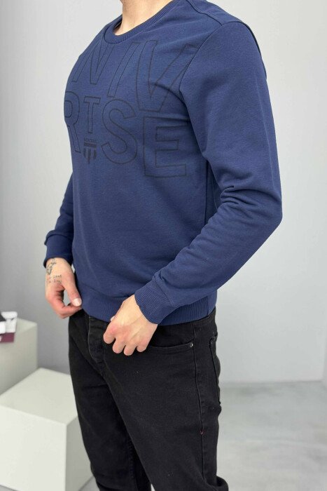 ONE COLOR FRONT WRITTINGS MEN SWEATSHIRT BLUE/BLU - 3