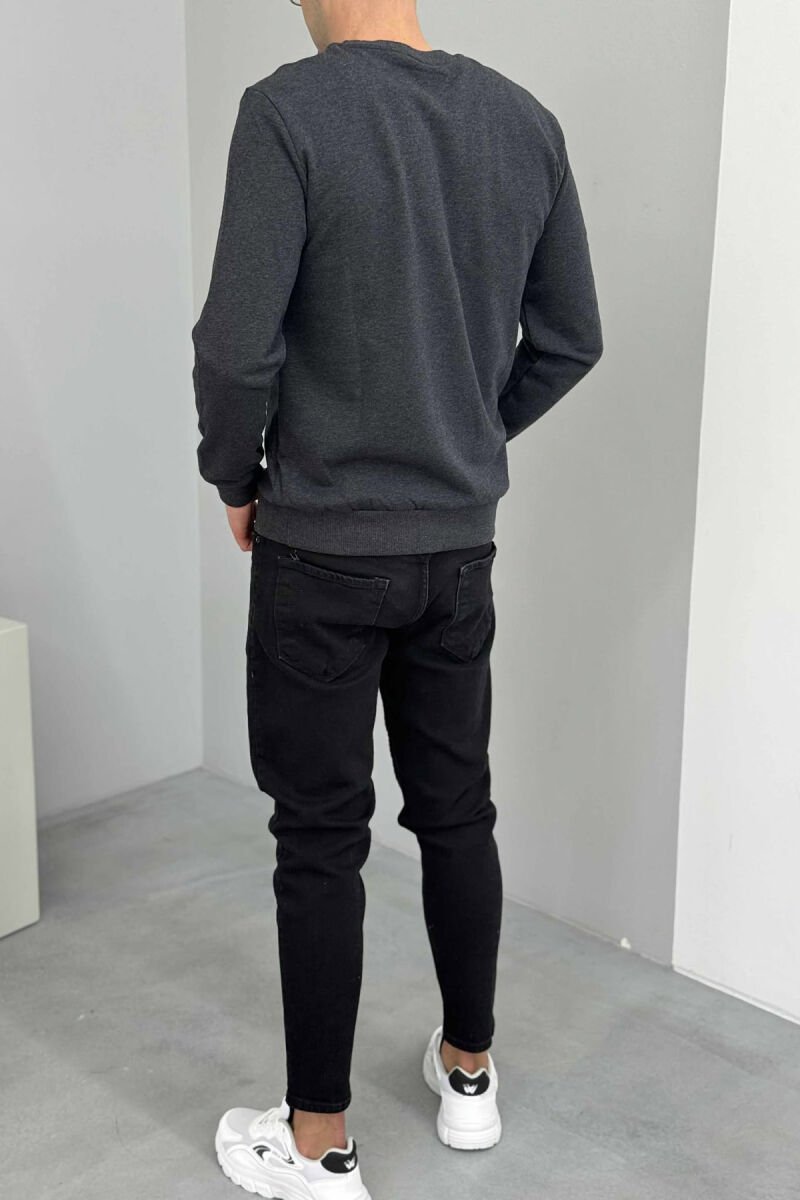 ONE COLOR FRONT WRITTINGS MEN SWEATSHIRT DARK GREY/GEE - 4