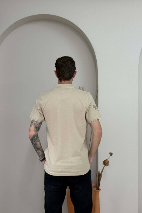 ONE COLOR FRONT WRITTINGS MEN T-SHIRT BEIGE/BEZHE - 2