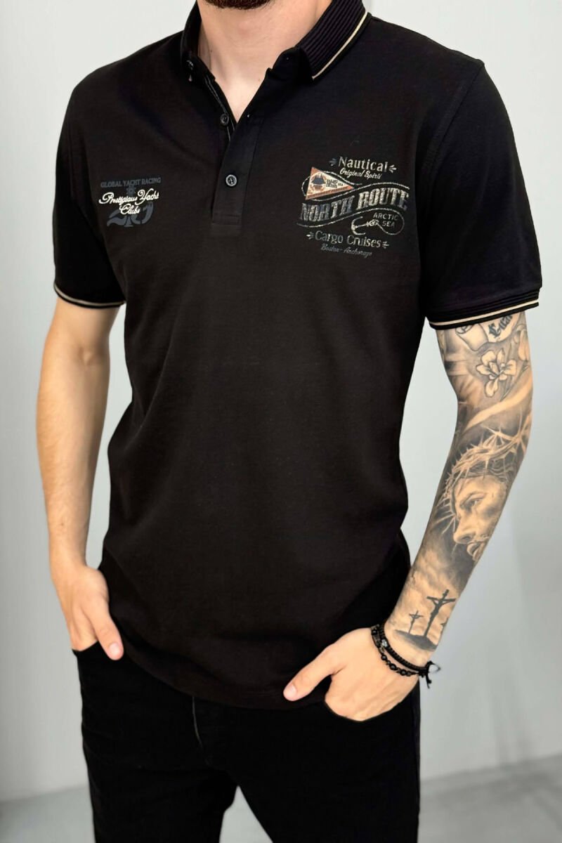 ONE COLOR FRONT WRITTINGS MEN T-SHIRT BLACK/ E ZEZE - 2