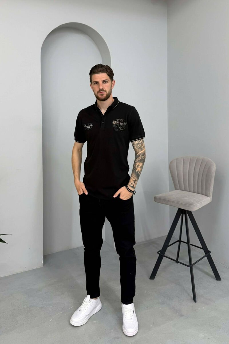 ONE COLOR FRONT WRITTINGS MEN T-SHIRT BLACK/ E ZEZE - 3