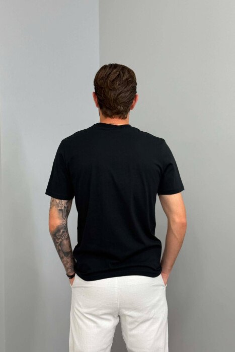 ONE COLOR FRONT WRITTINGS MEN T-SHIRT BLACK/ E ZEZE - 2