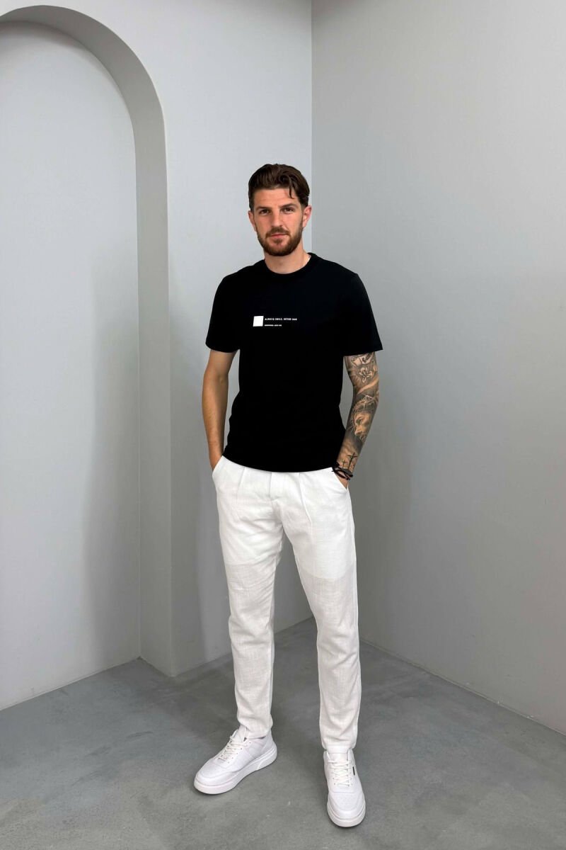 ONE COLOR FRONT WRITTINGS MEN T-SHIRT BLACK/ E ZEZE - 3