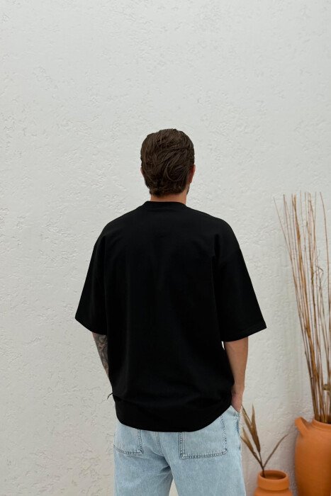 ONE COLOR FRONT WRITTINGS MEN T-SHIRT BLACK/ E ZEZE - 4