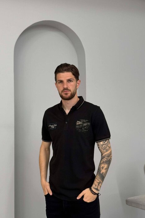 ONE COLOR FRONT WRITTINGS MEN T-SHIRT BLACK/ E ZEZE 