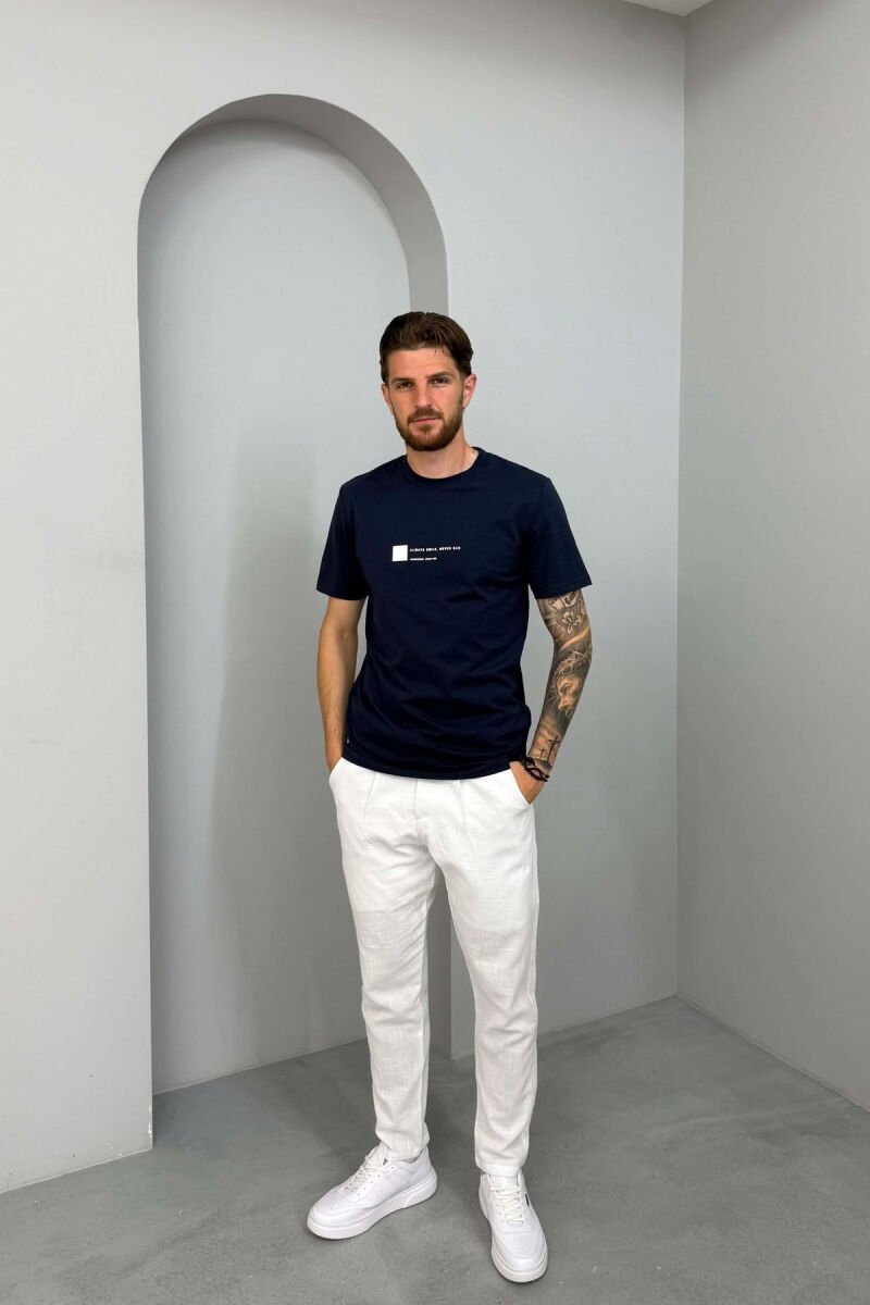 ONE COLOR FRONT WRITTINGS MEN T-SHIRT BLUE/BLU - 3