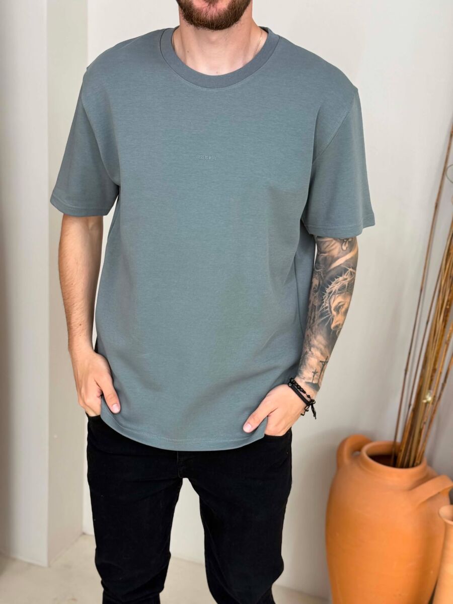 ONE COLOR FRONT WRITTINGS MEN T-SHIRT DARK GREY/GEE - 4