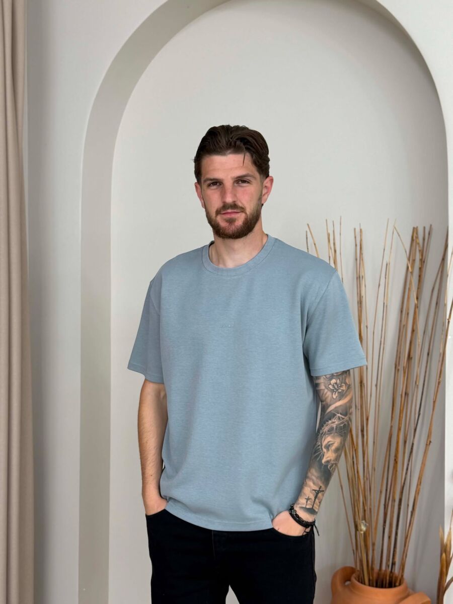 ONE COLOR FRONT WRITTINGS MEN T-SHIRT GREY/GRI - 1