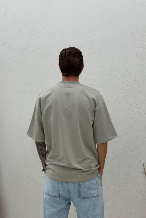 ONE COLOR FRONT WRITTINGS MEN T-SHIRT GREY/GRI - 4