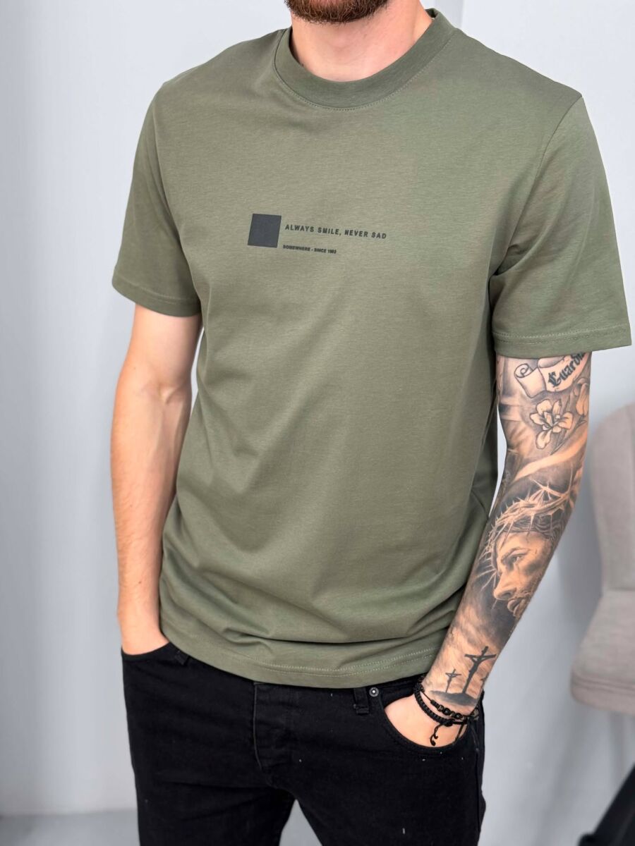 ONE COLOR FRONT WRITTINGS MEN T-SHIRT OLIVE/ULLI - 4