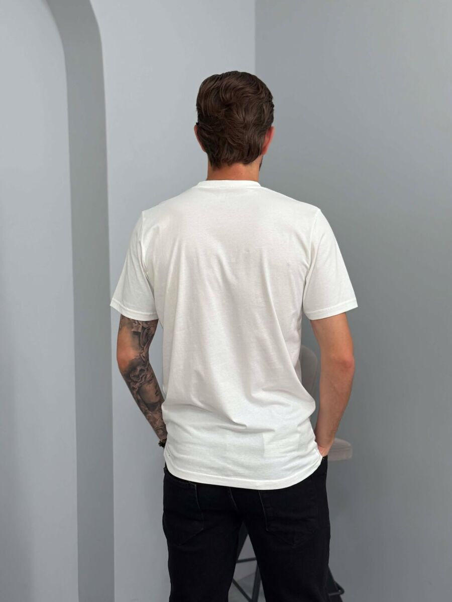 ONE COLOR FRONT WRITTINGS MEN T-SHIRT WHITE-E BARDHE - 2