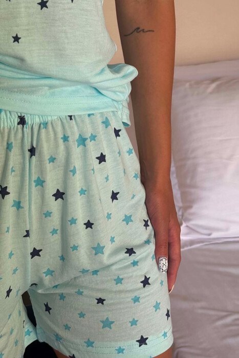 ONE COLOR FRONT WRITTINGS TANK TOP + SHORTS WOMAN PYJAMAS BABY BLUE/BLU BY - 4