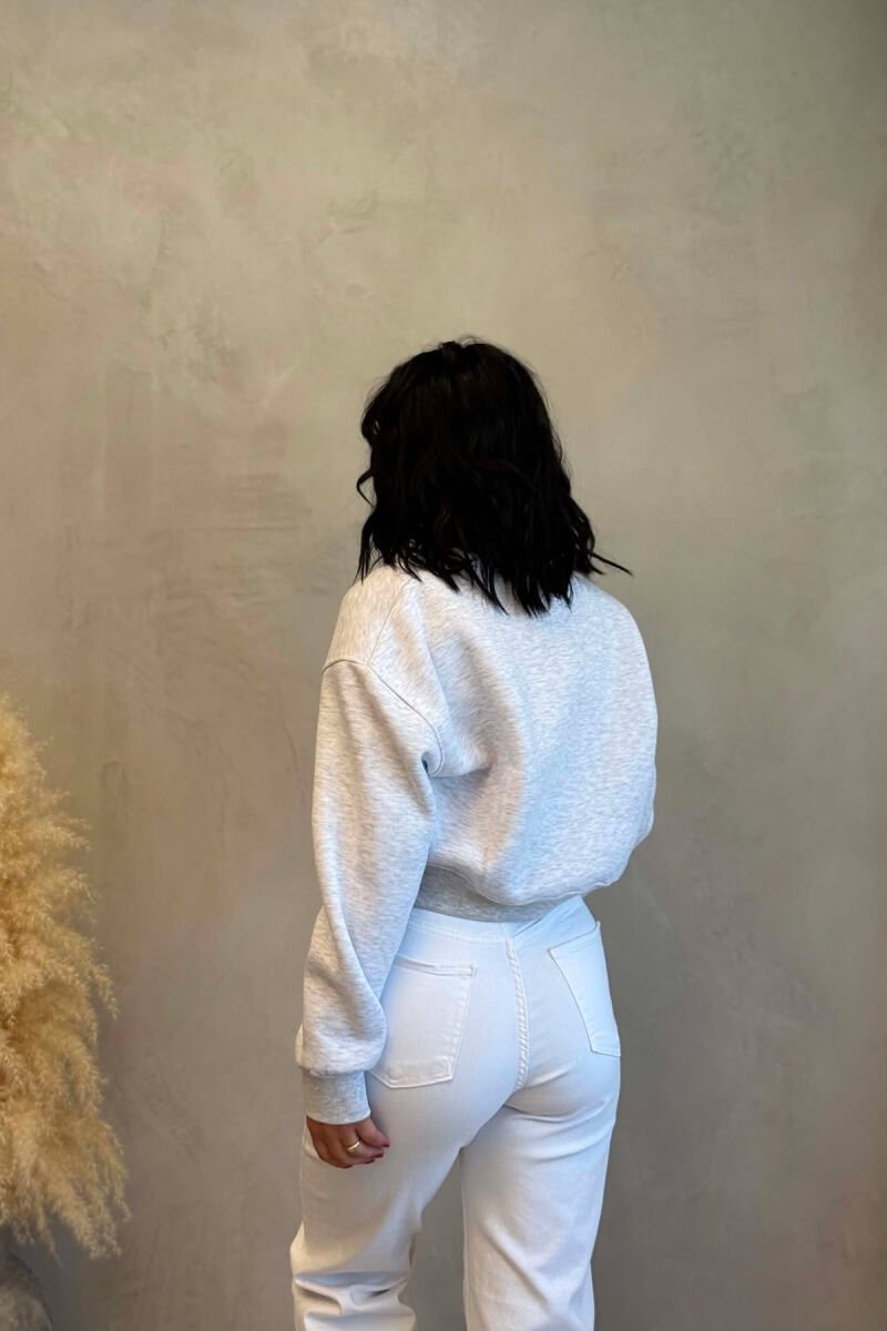 ONE COLOR FRONT WRITTINGS WOMAN SWEATSHIRT LIGHT GREY/GZ - 3