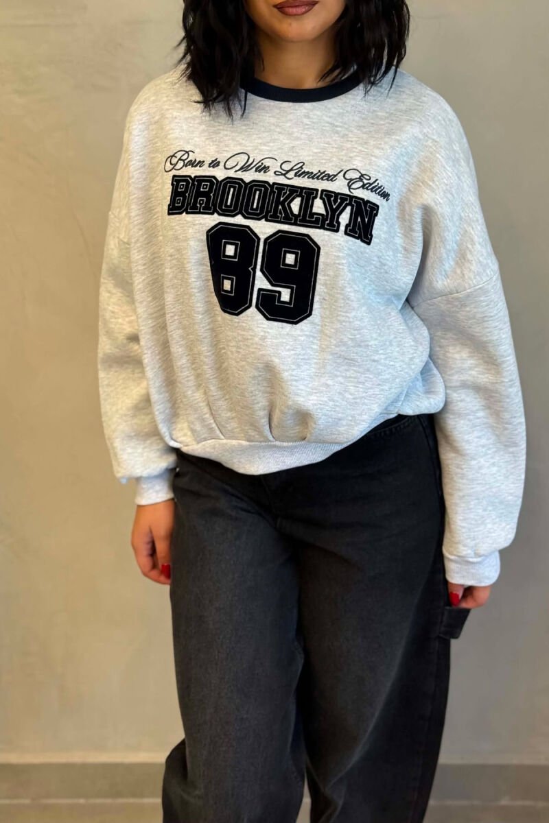 ONE COLOR FRONT WRITTINGS WOMAN SWEATSHIRT LIGHT GREY/GZ - 2