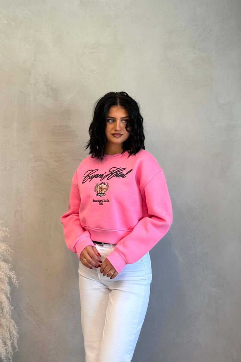 ONE COLOR FRONT WRITTINGS WOMAN SWEATSHIRT PINK/ROZE - 6