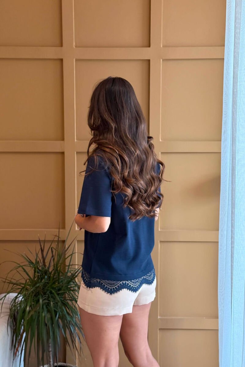 ONE COLOR FRONT WRITTINGS WOMAN T-SHIRT BLUE/BLU - 3