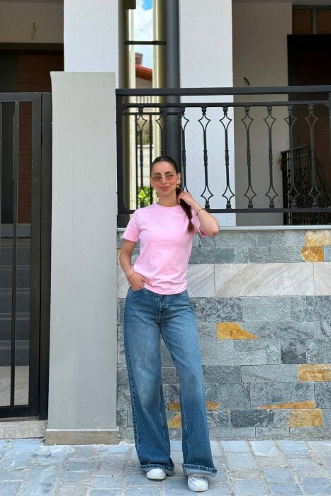 ONE COLOR FRONT WRITTINGS WOMAN T-SHIRT PINK/ROZE - 2