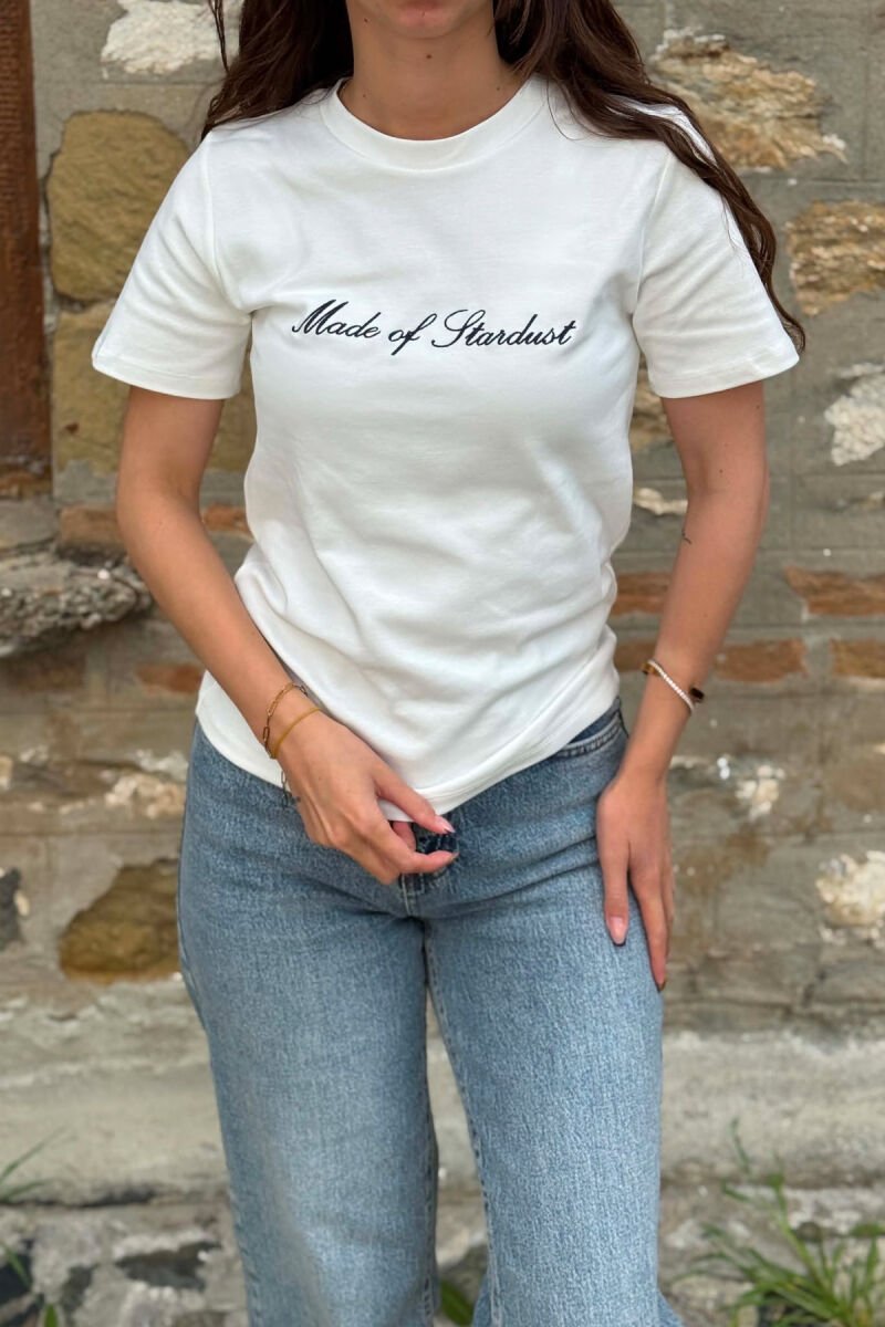 ONE COLOR FRONT WRITTINGS WOMAN T-SHIRT WHITE-E BARDHE - 1