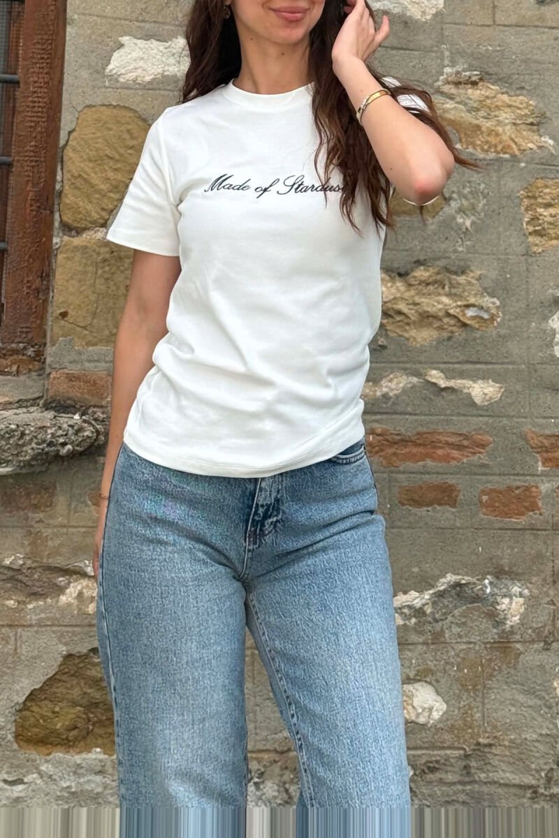 ONE COLOR FRONT WRITTINGS WOMAN T-SHIRT WHITE-E BARDHE - 3