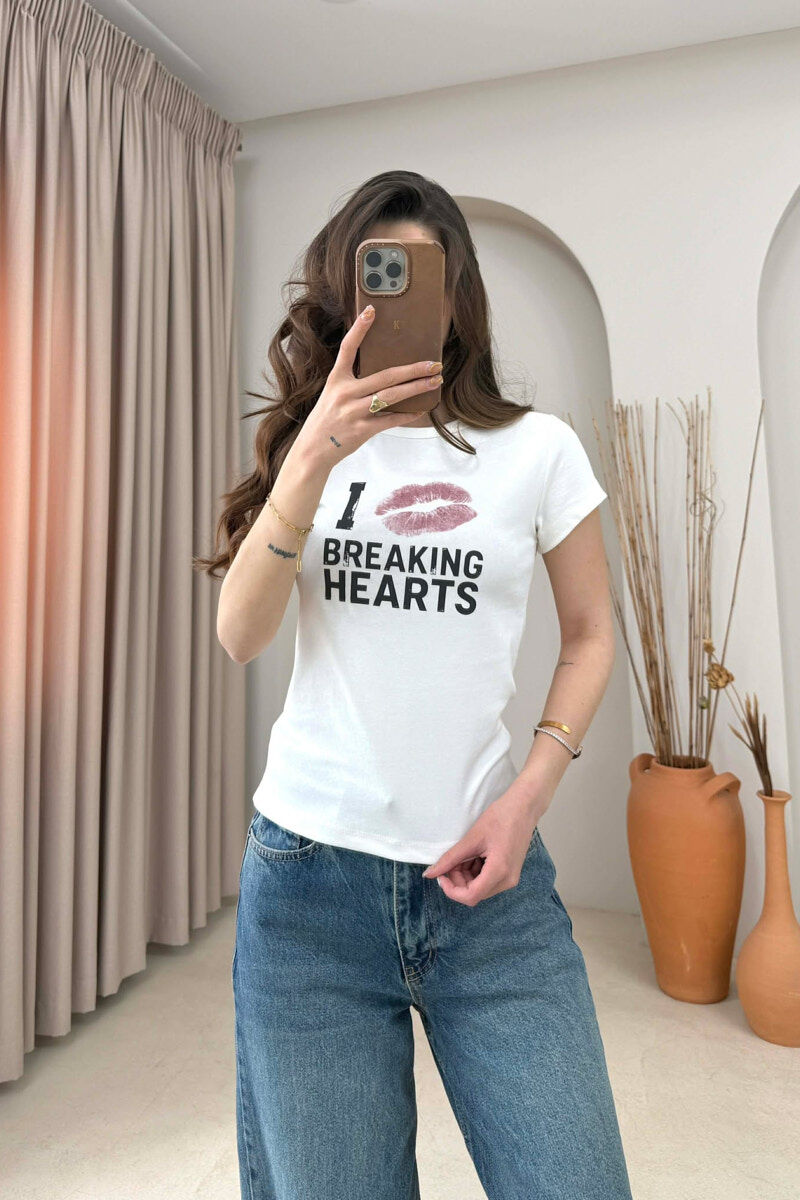 ONE COLOR FRONT WRITTINGS WOMAN T-SHIRT WHITE-E BARDHE - 3