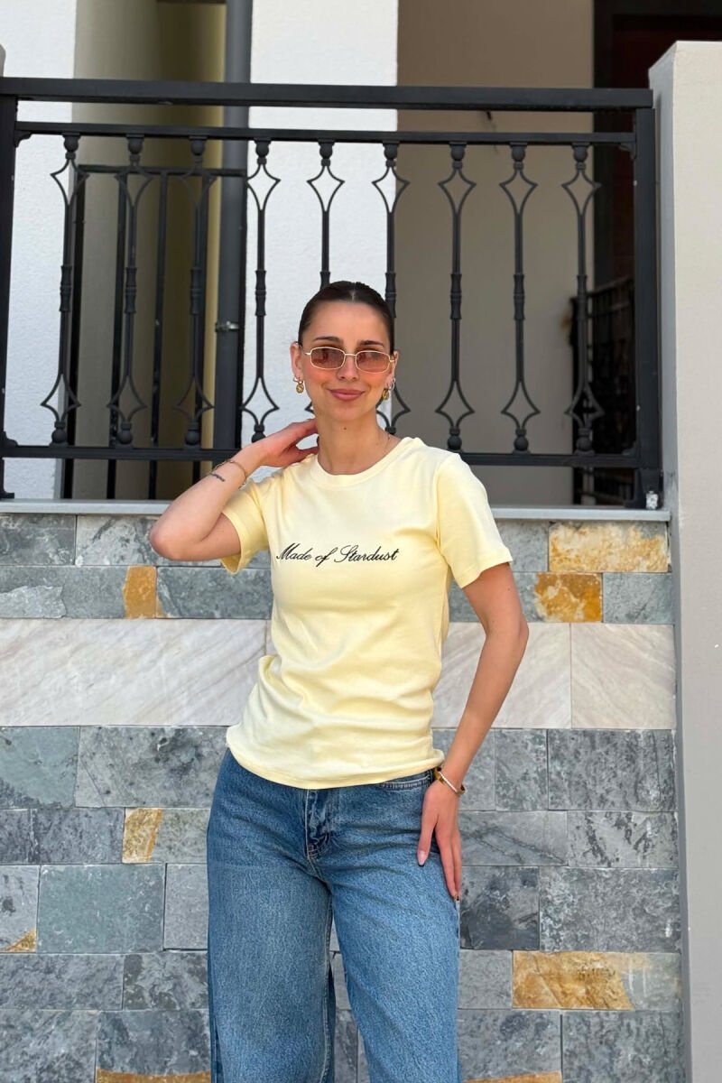 ONE COLOR FRONT WRITTINGS WOMAN T-SHIRT YELLOW/E VERDHE - 1
