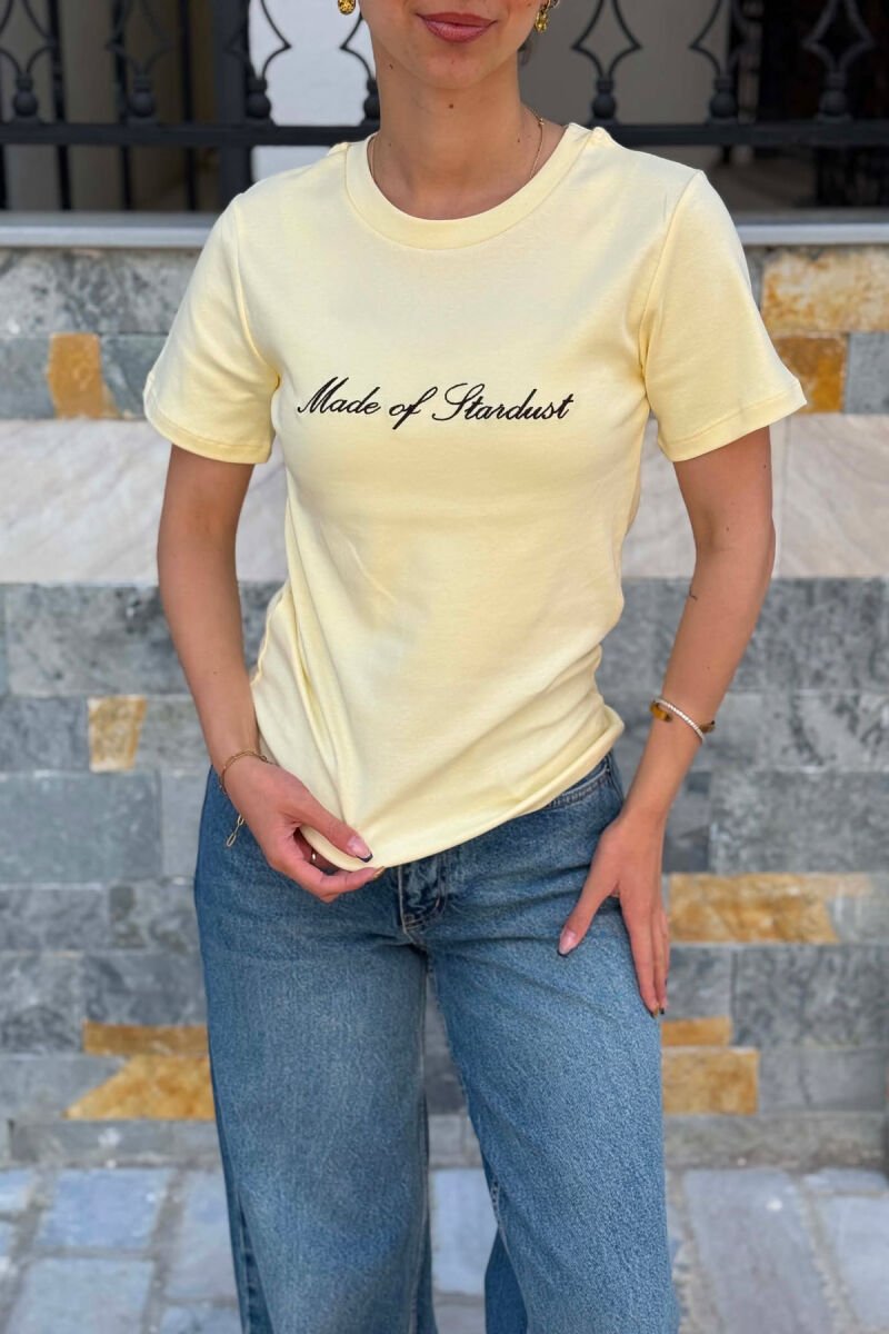 ONE COLOR FRONT WRITTINGS WOMAN T-SHIRT YELLOW/E VERDHE - 2