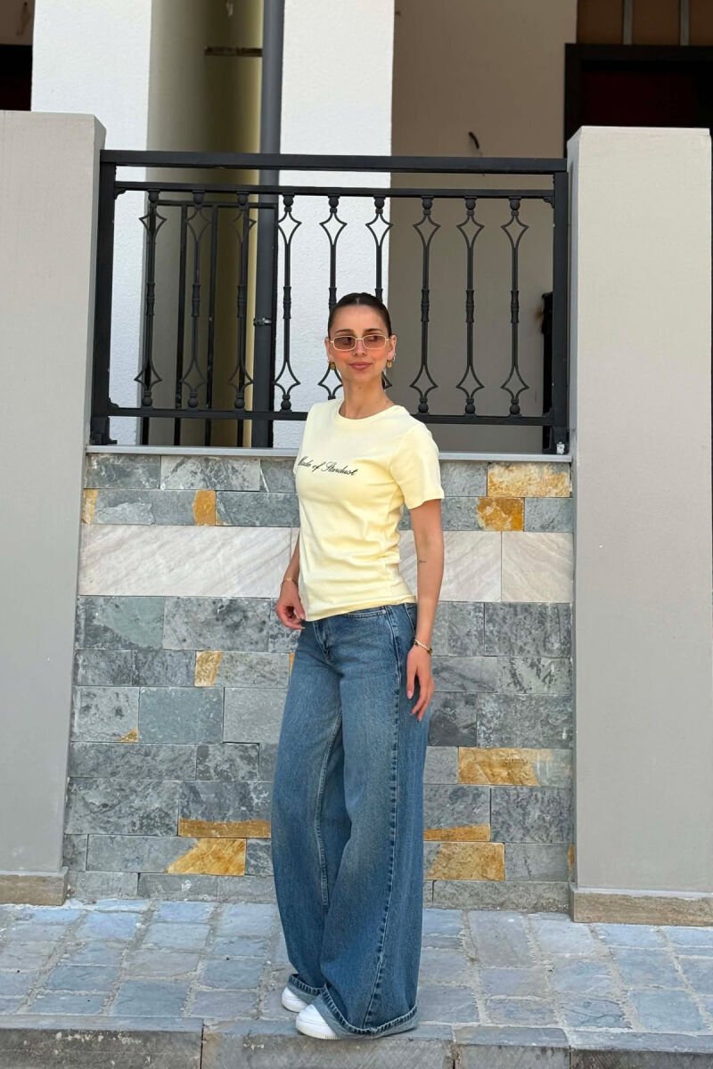 ONE COLOR FRONT WRITTINGS WOMAN T-SHIRT YELLOW/E VERDHE - 4