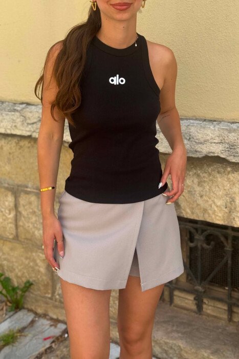ONE COLOR FRONT WRITTINGS WOMAN TANK TOP BLACK/ E ZEZE - 2
