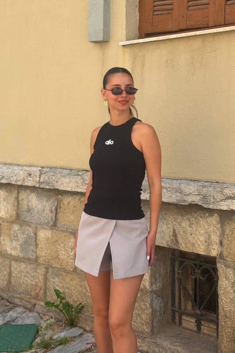 ONE COLOR FRONT WRITTINGS WOMAN TANK TOP BLACK/ E ZEZE - 4