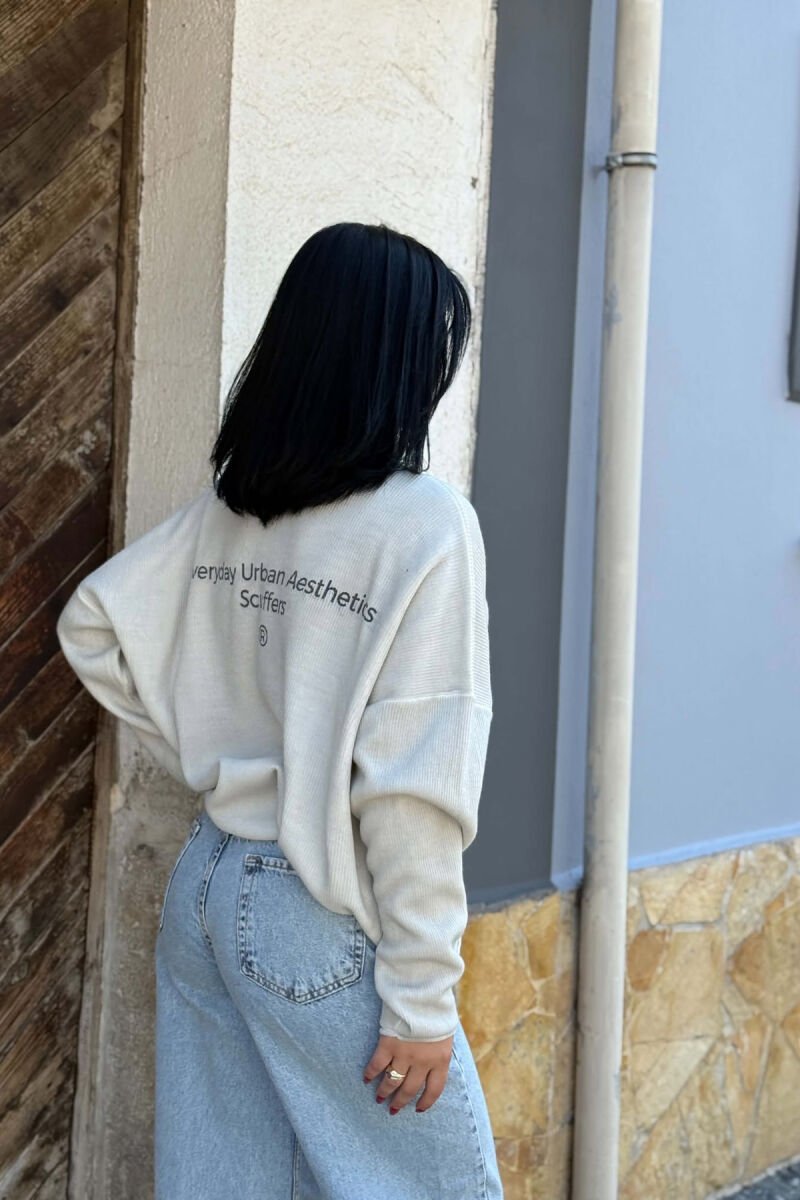 ONE COLOR FRONT WRITTINS WOMAN SWEATER LIGHT GREY/GZ - 4
