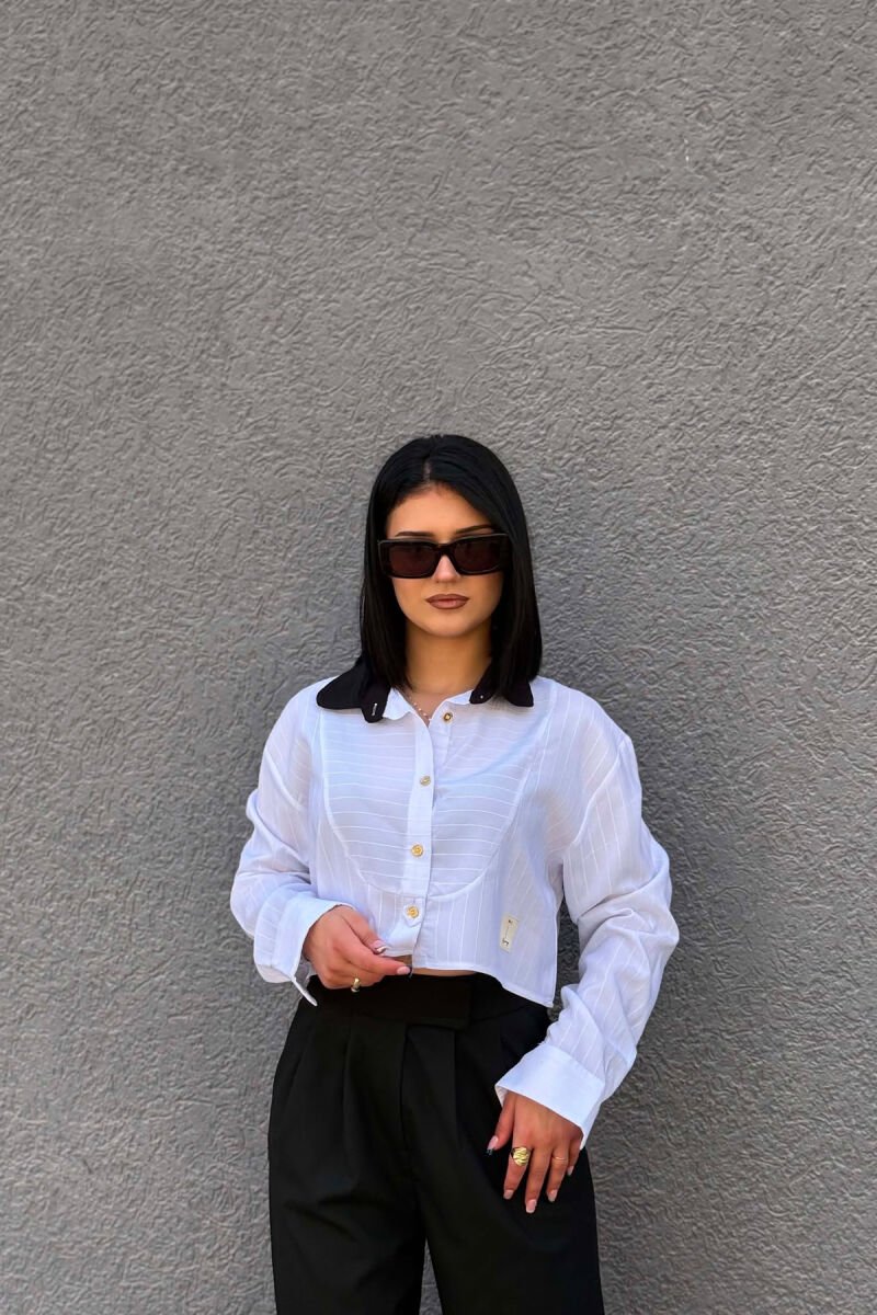 ONE COLOR GOLD BUTONS WOMAN SHIRT WHITE-E BARDHE - 5