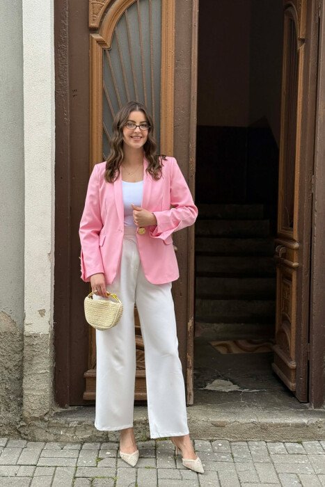 ONE COLOR GOLD BUTTON CLASSIC WOMAN JACKET PINK/ROZE 