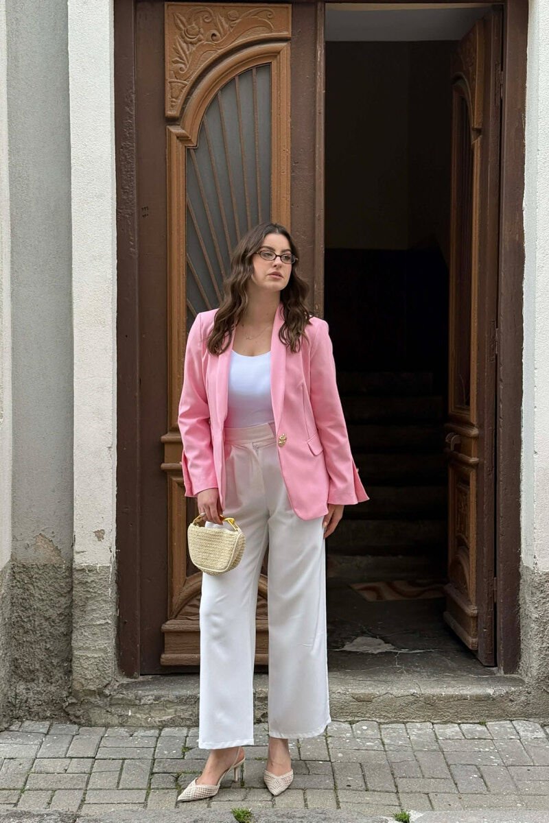 ONE COLOR GOLD BUTTON CLASSIC WOMAN JACKET PINK/ROZE - 2