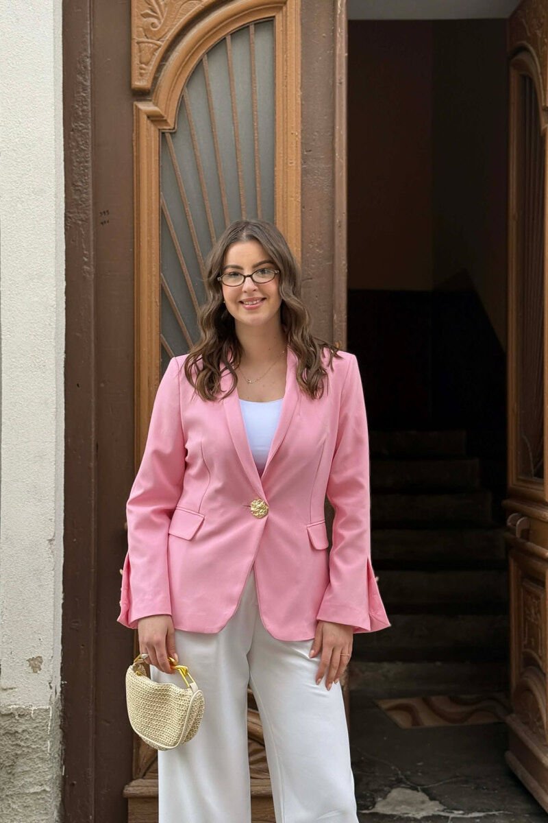 ONE COLOR GOLD BUTTON CLASSIC WOMAN JACKET PINK/ROZE - 3