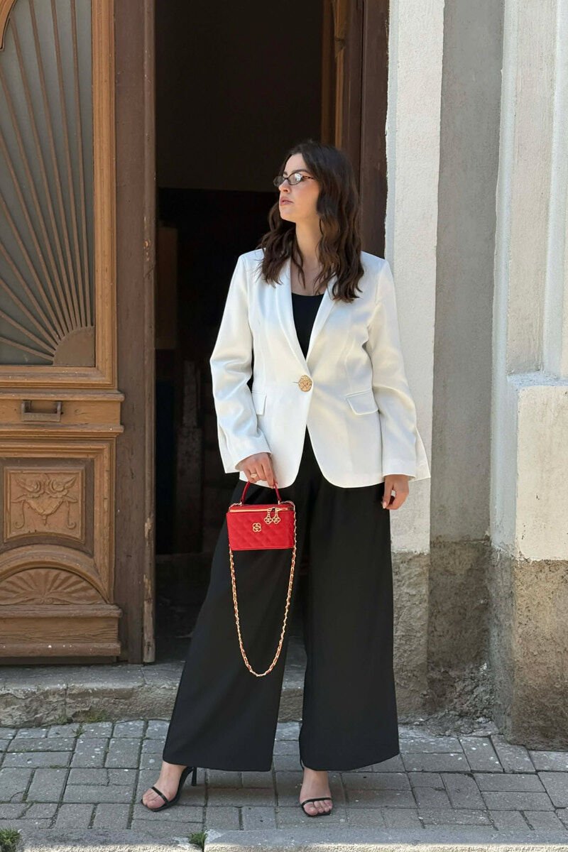 ONE COLOR GOLD BUTTON CLASSIC WOMAN JACKET WHITE-E BARDHE - 5
