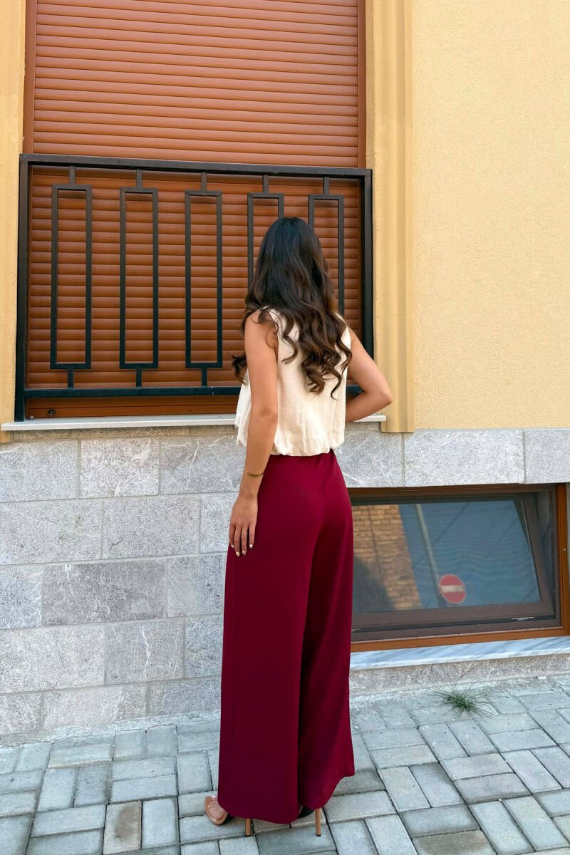 ONE COLOR GOLD BUTTON WOMAN TROUSERS BURGUNDY/VISHNJE - 4
