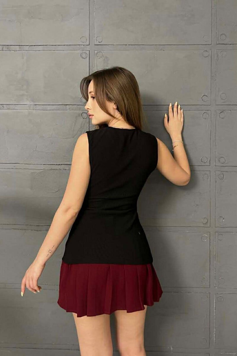 ONE COLOR GOLD BUTTONS DETAILS WOMEN TANK TOP BLACK/ E ZEZE - 2