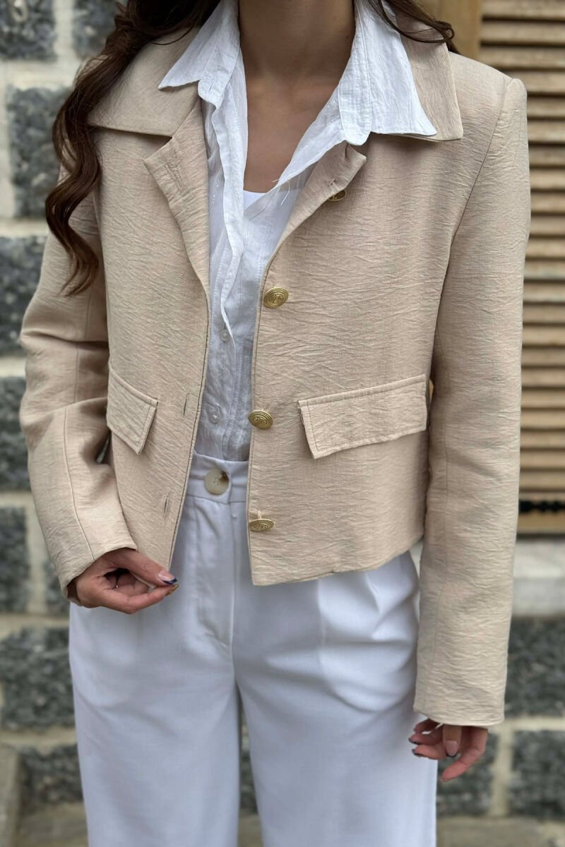 ONE COLOR GOLD BUTTONS WOMAN JACKET BEIGE/BEZHE - 2