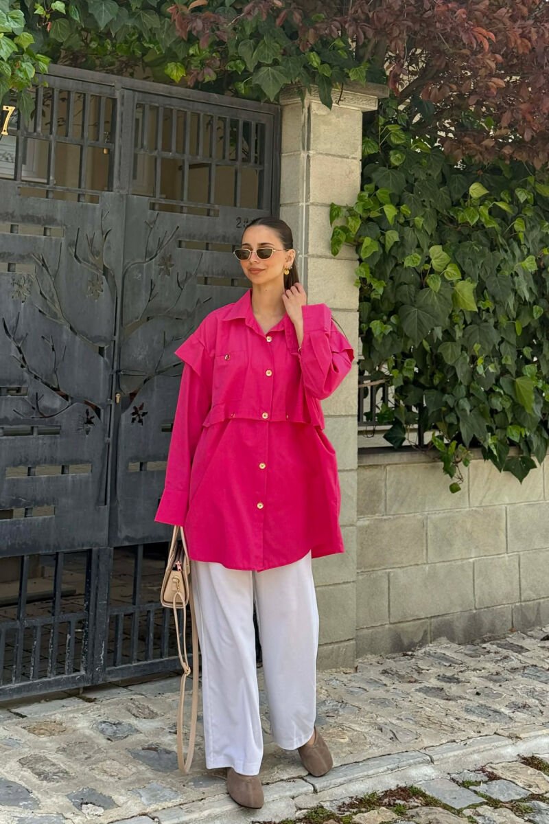 ONE COLOR GOLD BUTTONS WOMAN SHIRT FUCHSIA/CIKLAMI - 6