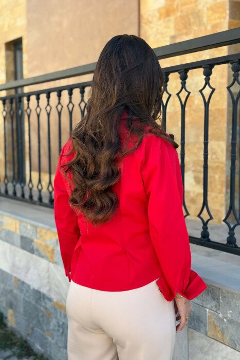 ONE COLOR GOLD BUTTONS WOMAN SHIRT RED/E KUQE - 2