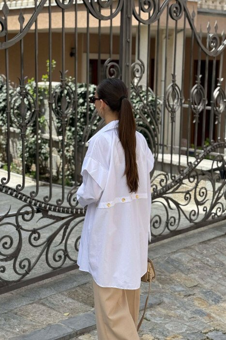 ONE COLOR GOLD BUTTONS WOMAN SHIRT WHITE-E BARDHE - 4