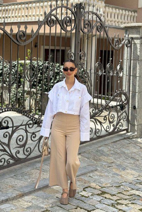 ONE COLOR GOLD BUTTONS WOMAN SHIRT WHITE-E BARDHE - 6