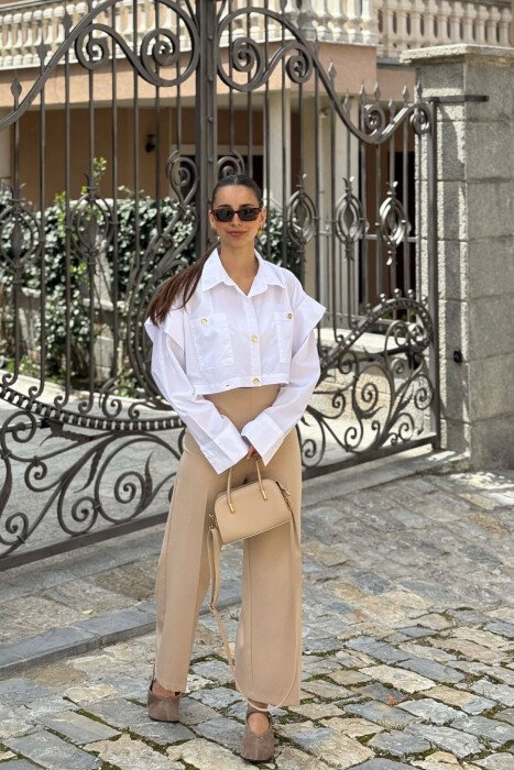 ONE COLOR GOLD BUTTONS WOMAN SHIRT WHITE-E BARDHE - 8