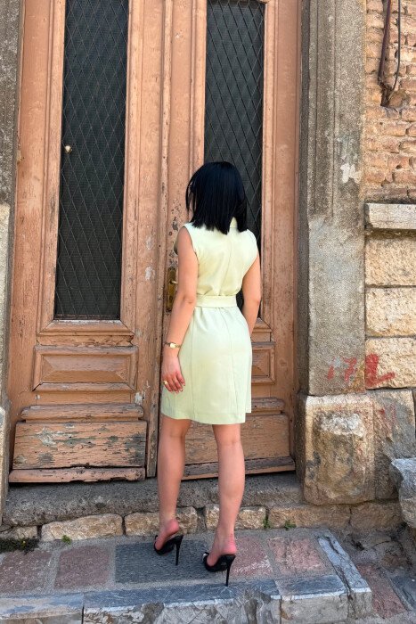 ONE COLOR GOLD BUTTONS WOMAN DRESS MINT/MENTE - 3