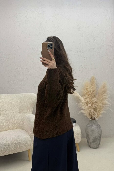 ONE COLOR GOLD BUTTONS WOMEN CARDIGAN BROWN/KAFE - 2