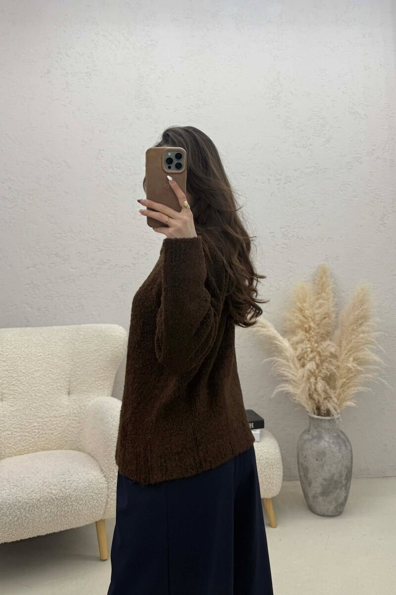 ONE COLOR GOLD BUTTONS WOMEN CARDIGAN BROWN/KAFE - 2