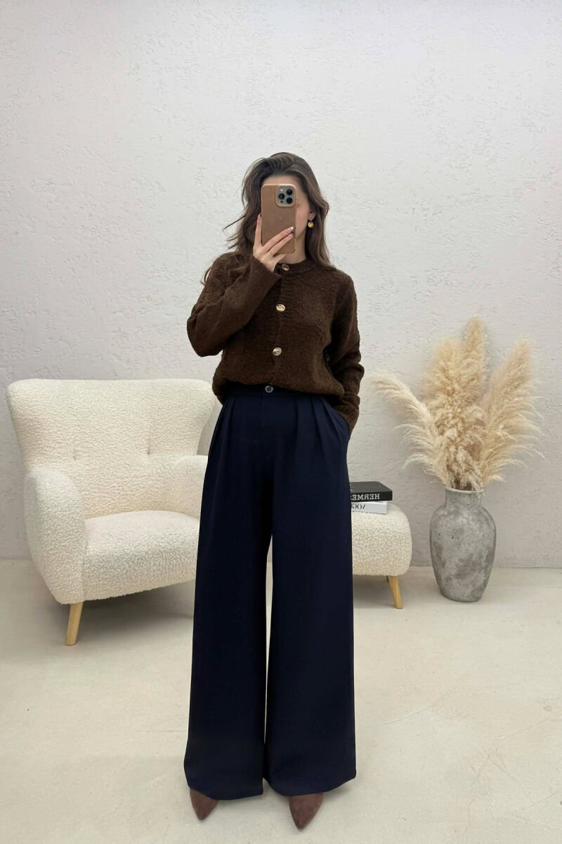 ONE COLOR GOLD BUTTONS WOMEN CARDIGAN BROWN/KAFE - 4
