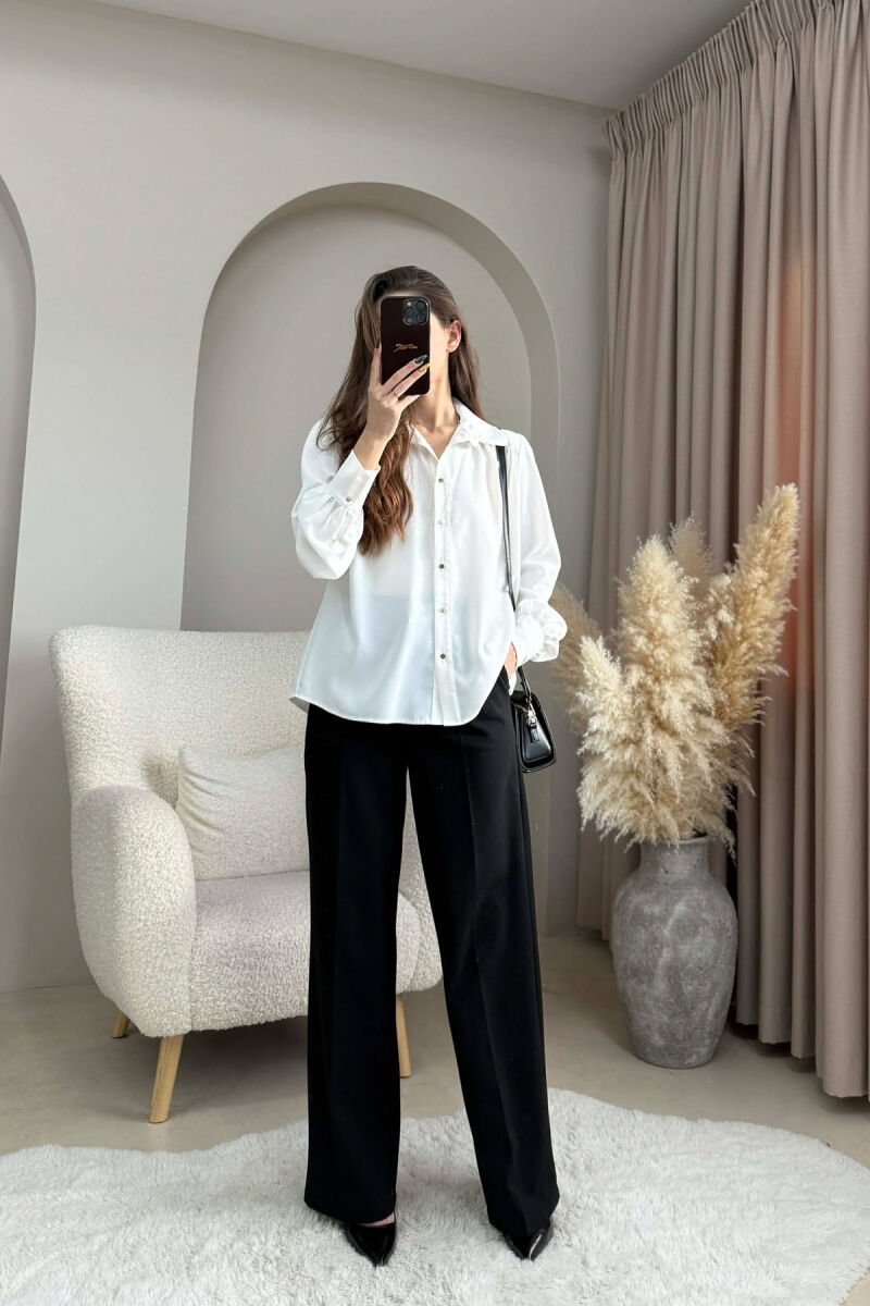 ONE COLOR GOLD BUTTONS WOMEN SHIRT WHITE-E BARDHE - 1
